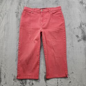 Gloria Vanderbilt Jeans Womens 10 Pink White Polka Dot Amanda Capri High Rise